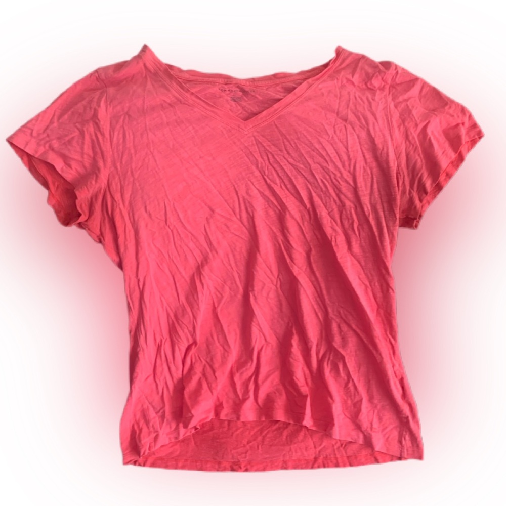 Pre Owned Women's Tommy Hilfiger V Neck Shirt Tee T Shirt XL Short Sleeve Pink